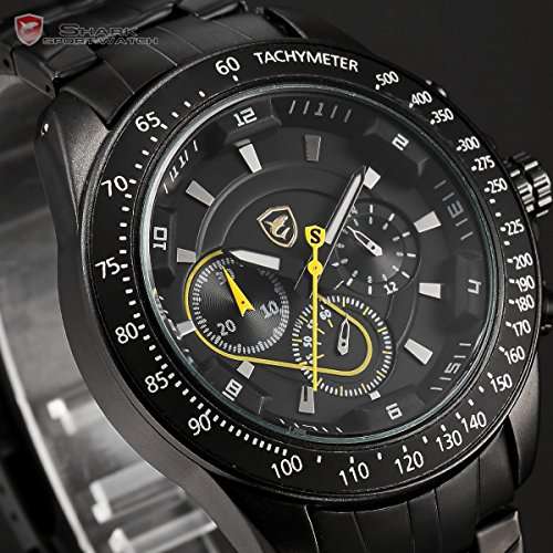 brand new SHARK Men's DAYTONA Black Commander FIBER Dual Time Chronograph Watch w/ BOX,PAPERS