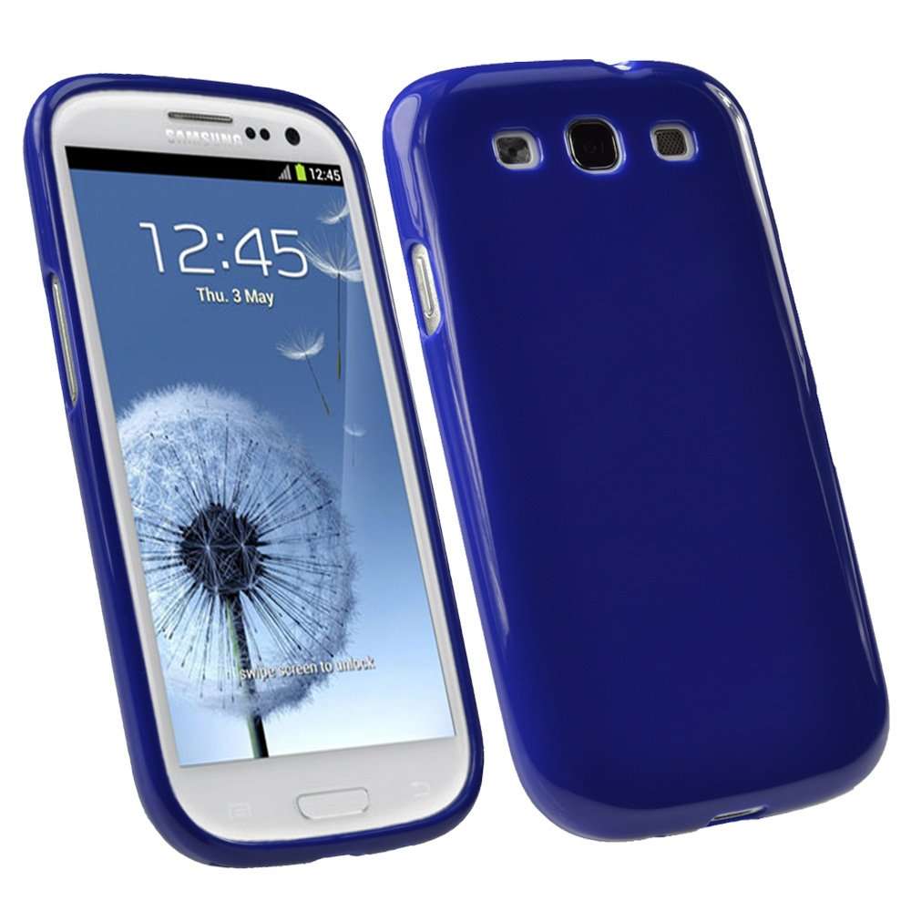 Blue Durable Crystal Gel Skin Case Cover for Samsung Galaxy S3 III i9300 + Screen Protector