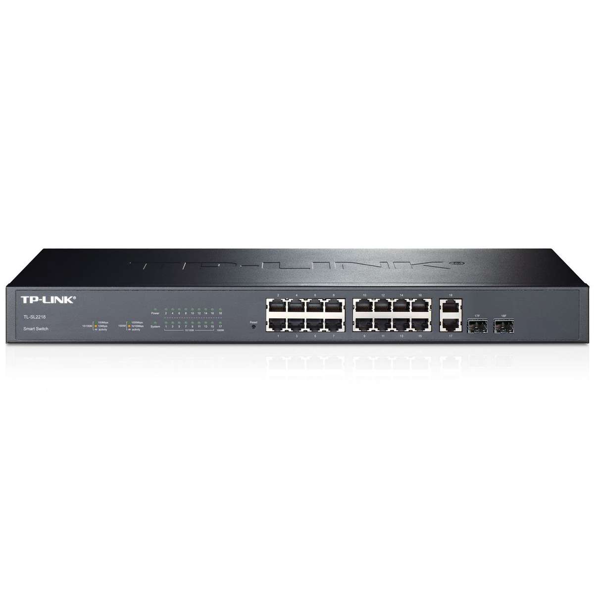 TP-Link 16-Port 10/100Mbps + 2-Port Gigabit and 2 Combo Gigabit SFP Slots Smart Switch TL-SL2218