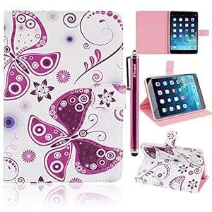 iPad 2 iPad 3 iPad 4 Case iPad 2 iPad 3 iPad 4 Cover DEENOR Purple Butterflies Flowers Desi (A50)