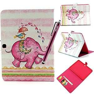 DEENOR fashion Cute Synthetic Leather Flip Holder Leather Case Cover for Samsung (pink elephant)