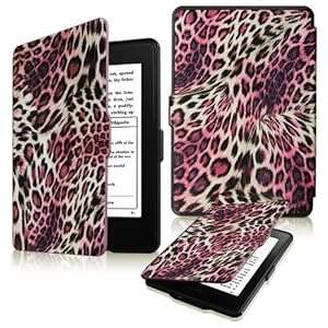 Fintie Kindle Paperwhite SmartShell Case - The Thinnest and Lightest Leather Cover (Leopard Pink)