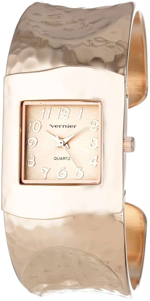 Vernier Women's VNR1831 Rose Tone Hammered Bangle Watch