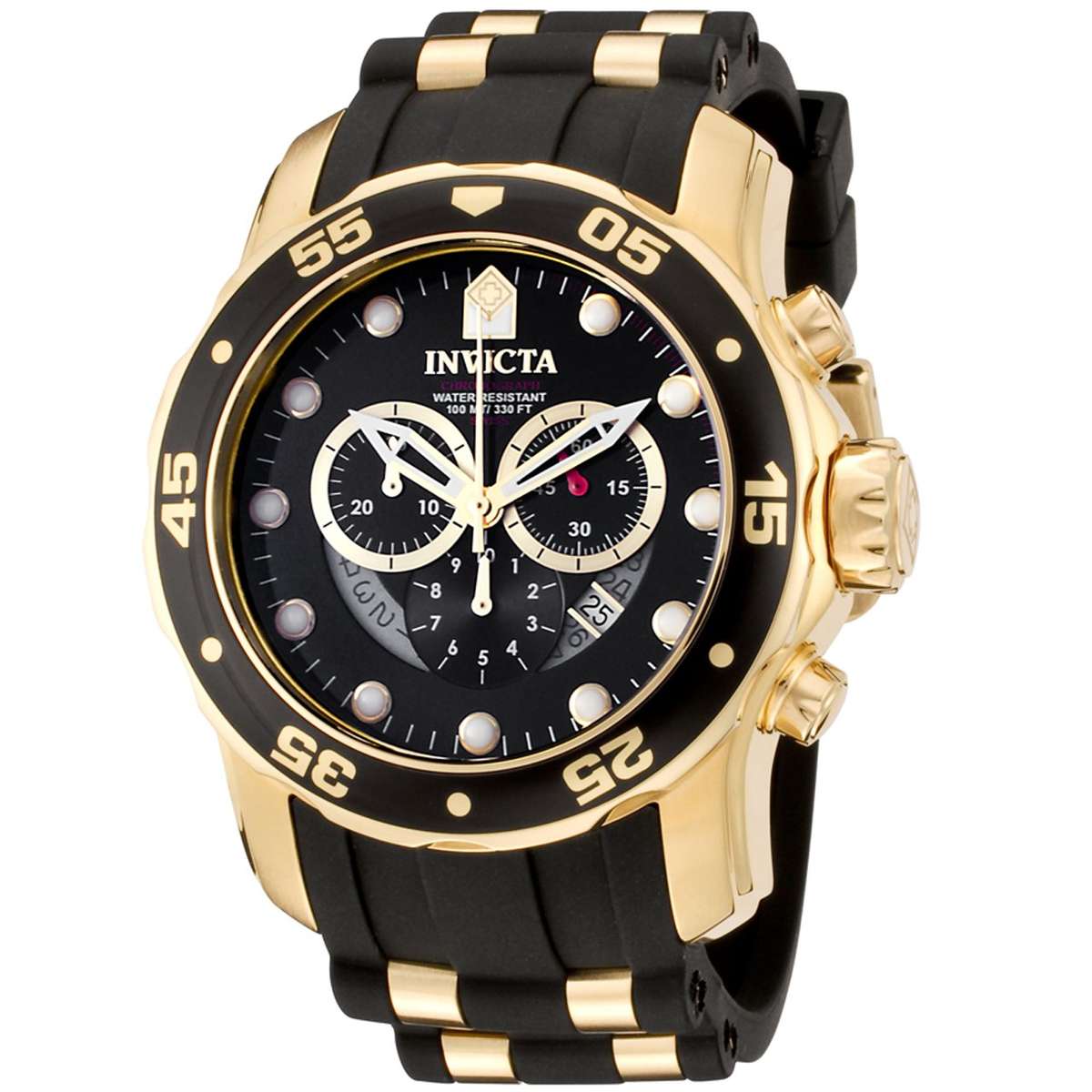 Invicta Men's 6981 Pro Diver Collection Chronograph Black Dial Black Polyurethane Watch