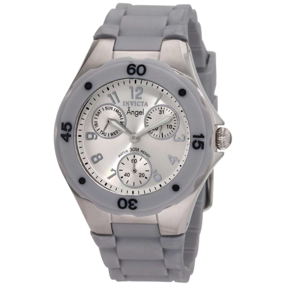 ***R5400***Invicta Women's 1273 Angel Grey Silicone Silver Dial Watch