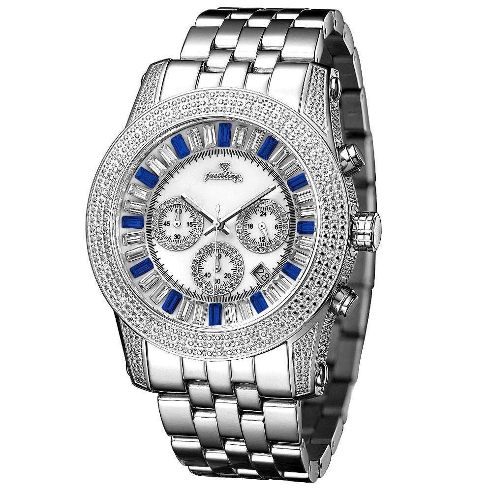 **R14 400**JBW-Just Bling Men's JB-6219-B "Krypton" Silver Blue Stainless Steel Chronograph Diamond