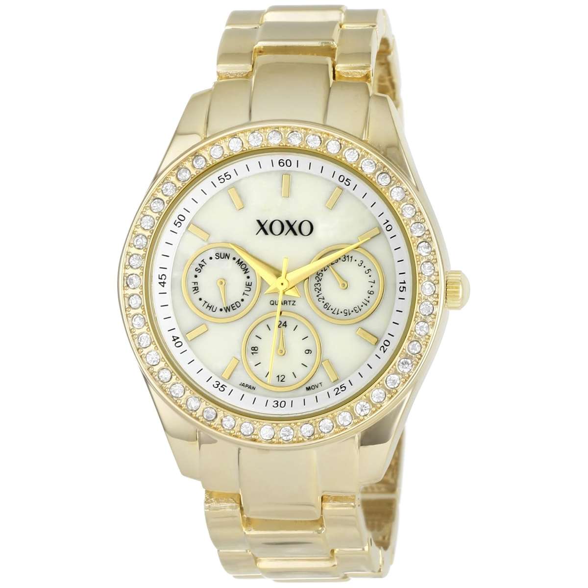 XOXO Women's XO5302A Rhinestone Accent Gold-Tone Bracelet Watch