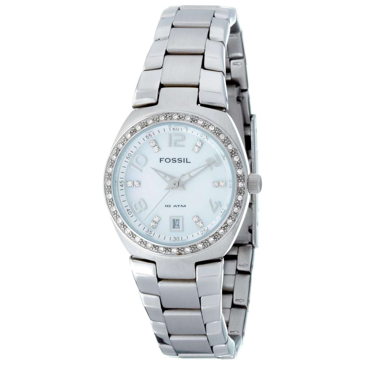 Fossil Women's AM4141 Stainless Steel Bracelet Mother-Of-Pearl Glitz Analog Dial Watch