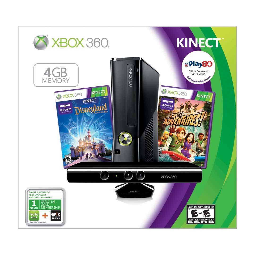 Xbox 360 4GB with Kinect Holiday Bundle  Disneyland Adventures game + Adventures game