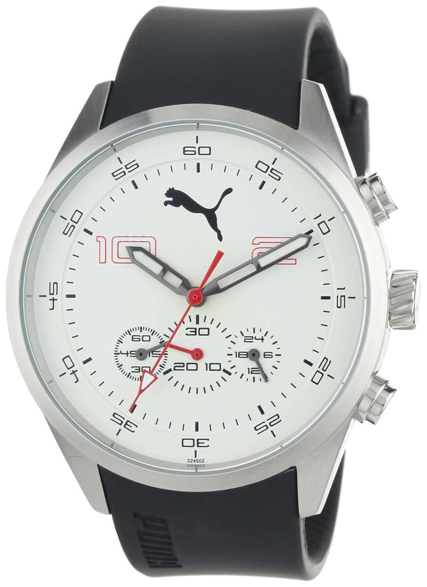 PUMA Men's PU102451002 Counter Chronograph Silver White Watch