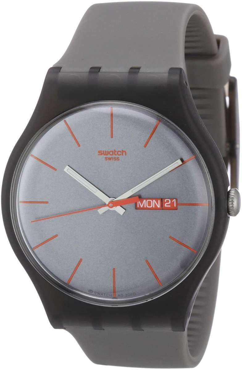 Swatch Men's SUOM702 Quartz Gray Dial Plastic Measures Seconds Watch