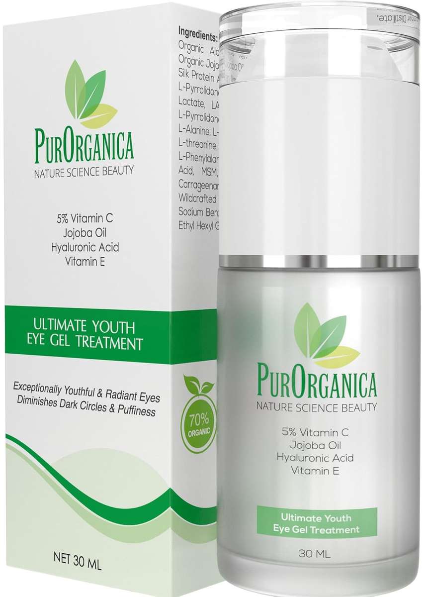 PurOrganica EYE CREAM for Wrinkles, Eye Bags, Dark Circles, Puffiness and Crow's Feet - DOUBLE SIZED