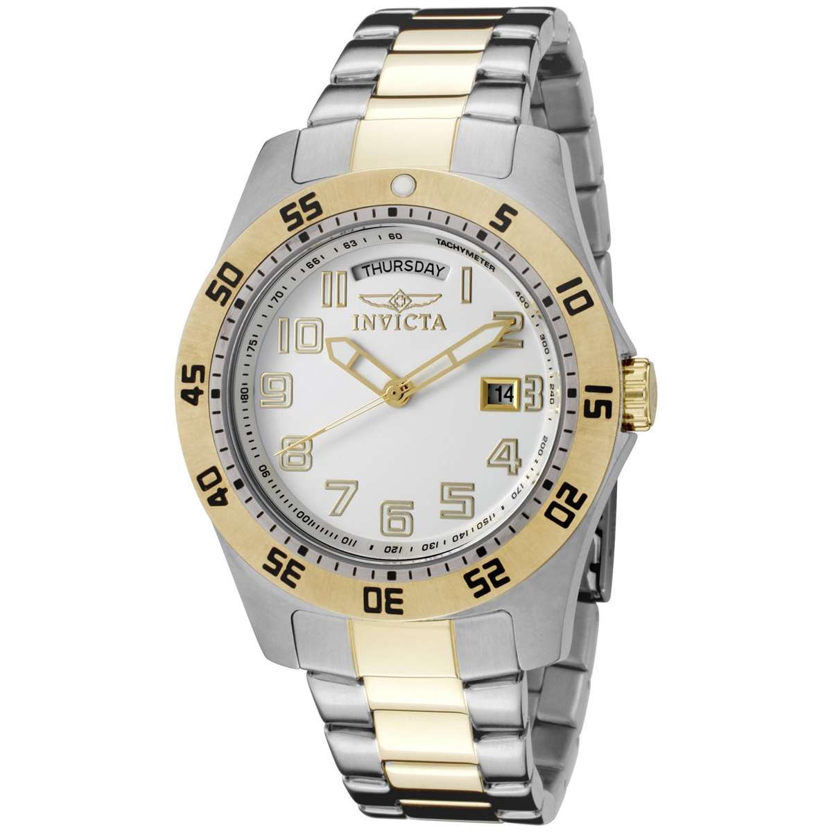 PRICE TAG ON WATCH USD325 Invicta Men's 6693 II Collection 18k Gold-Plated and Stainless Steel White