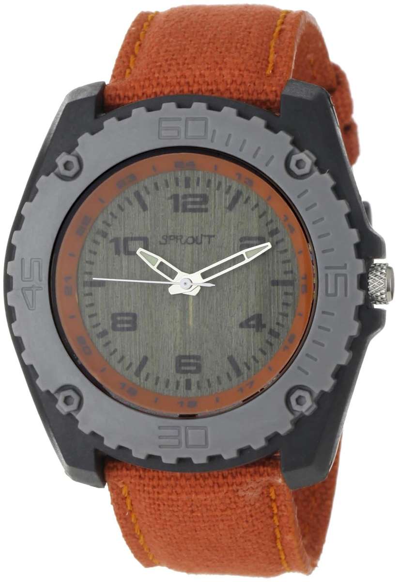 Sprout Unisex ST3001GYGYOR Eco-Friendly Corn Resin Orange Organic Cotton Strap Watch