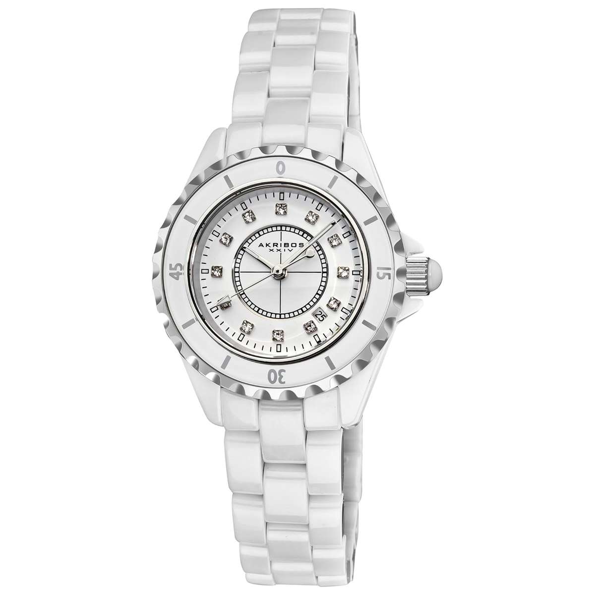 Akribos XXIV Women's AKR485WT Allura White Ceramic Watch