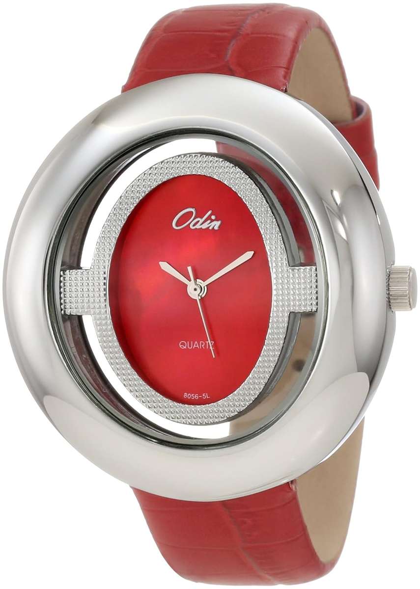 Odin Women's 8056-5L Rd Precision Quartz 3-Hand Steel Tone with Leather Strap Watch