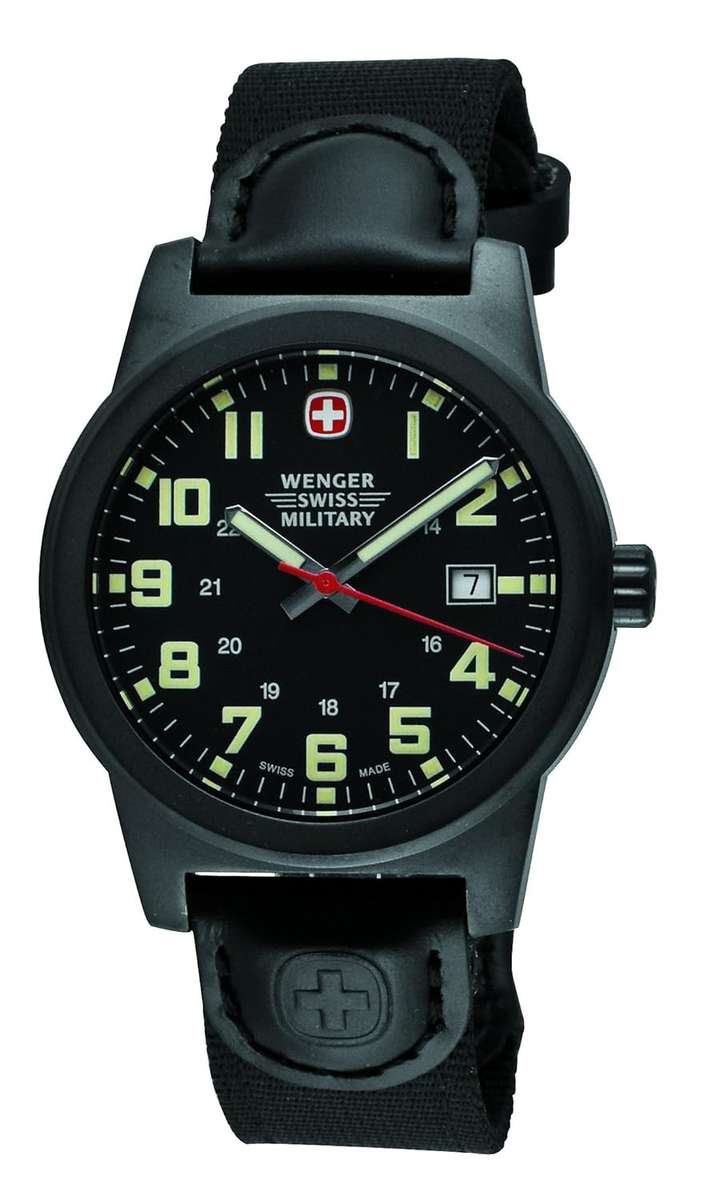 Wenger Swiss Military Men's 72915 Classic Field Black Dial Canvas Leather Military Watch