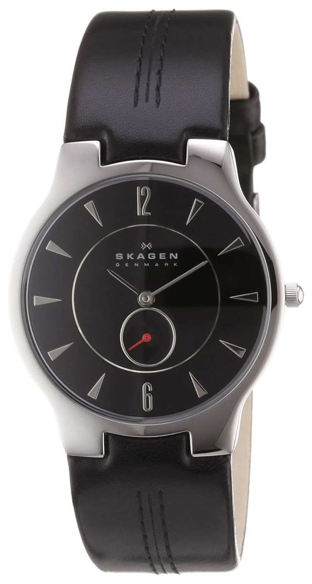 **IN STOCK READY TO SHIP***Skagen Men's 433LSLB Black Leather Watch