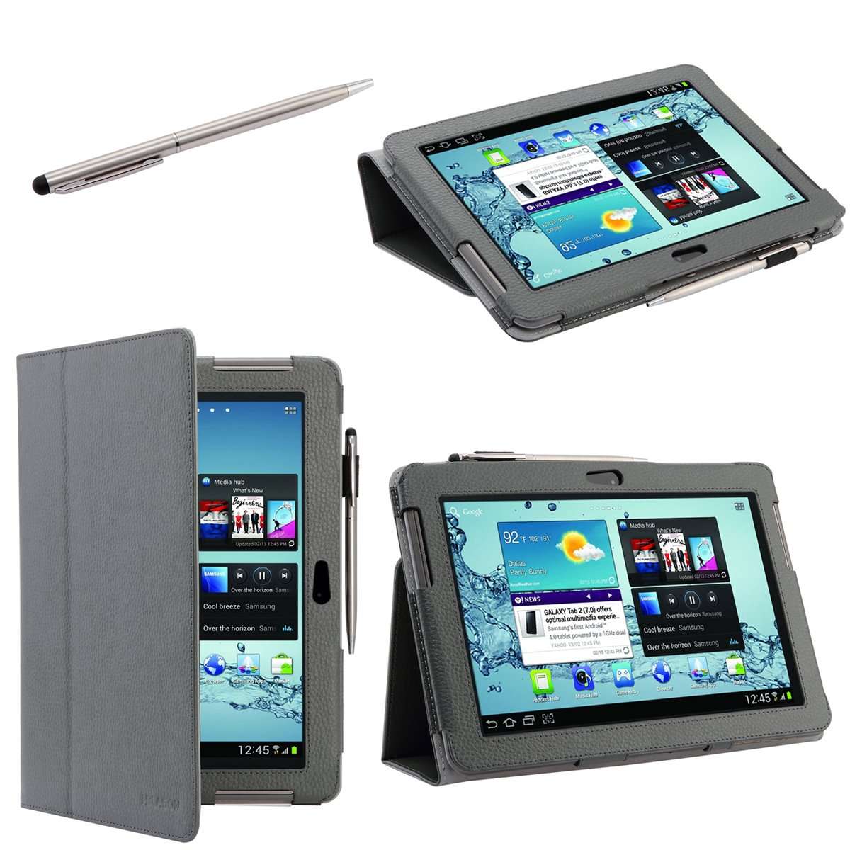 Samsung Galaxy Tab 2 10.1 inch Leather Case Cover / Stylus for New 2012 16G 32G 3G Wifi GT-P5100