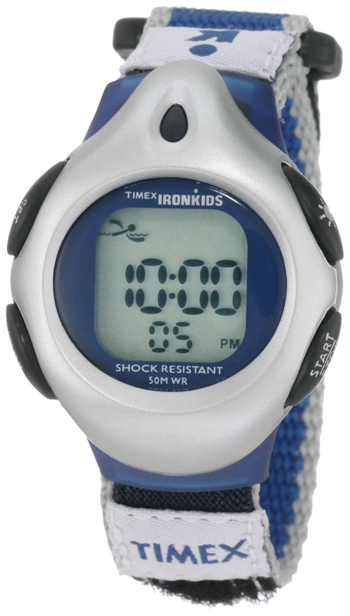 Timex Kids' T71962 IronKids Digital Blue Fast Wrap Velcro Strap Watch