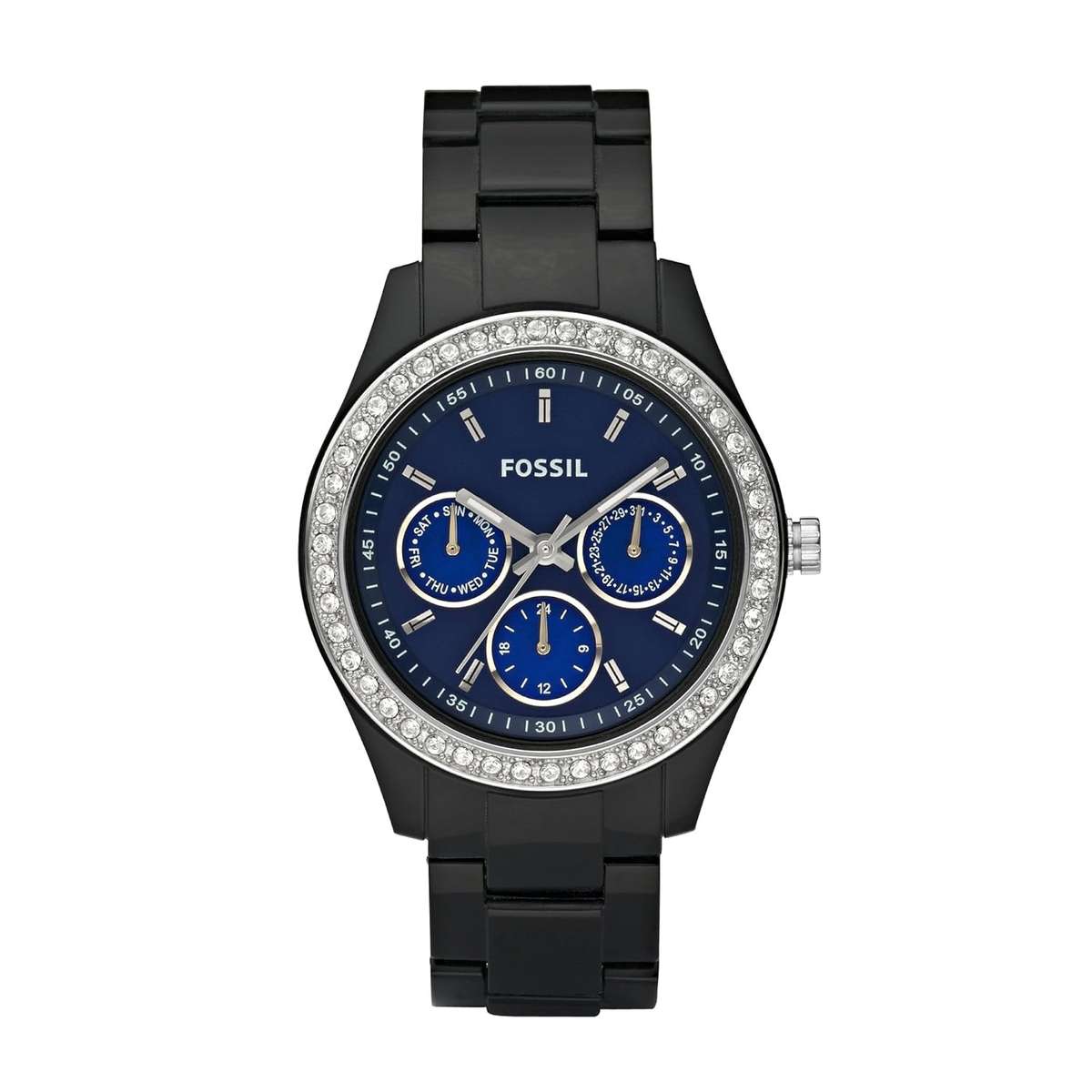 FOSSIL LADIES NAVY BLACK STELLA BOYFRIEND WATCH ES2827