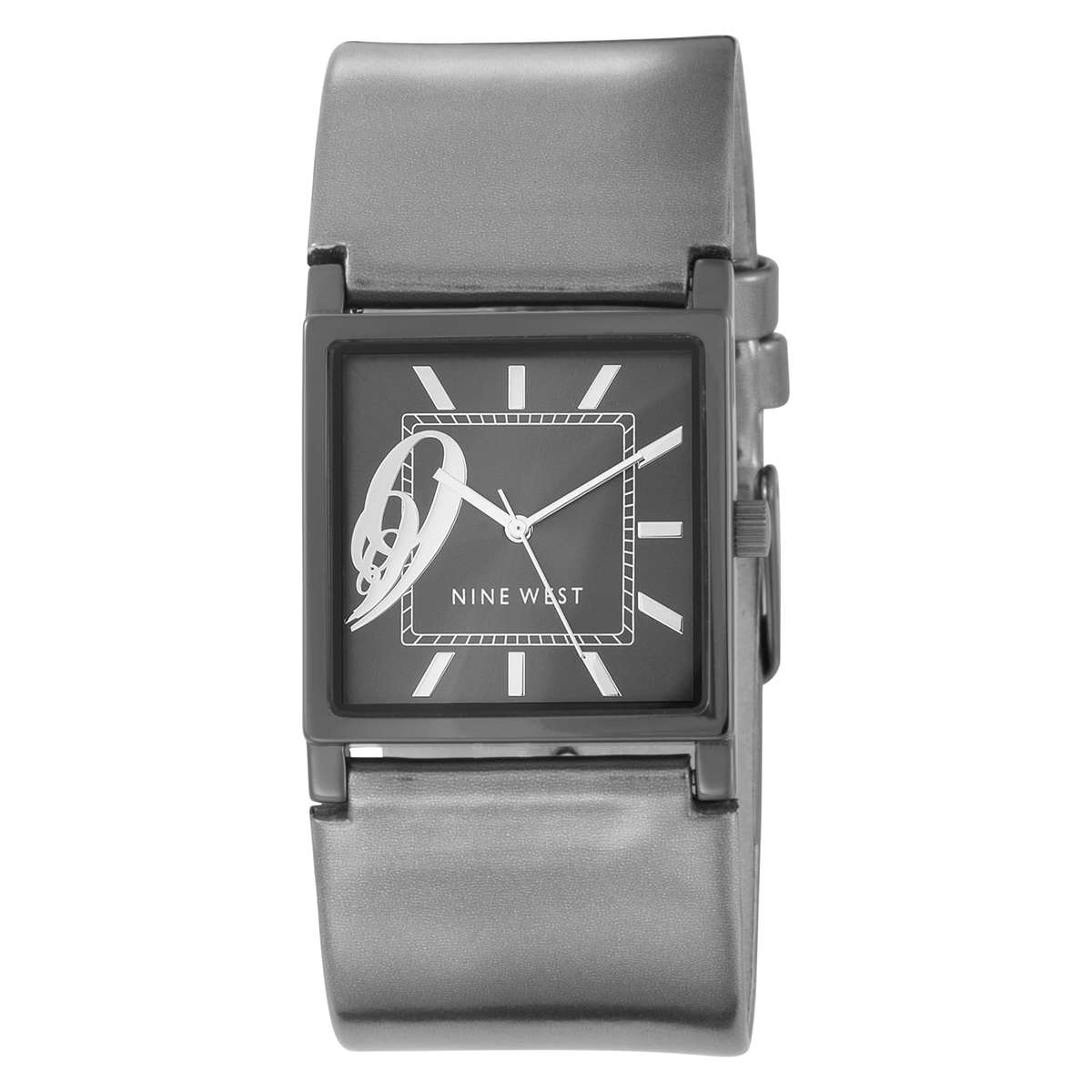 Nine West Women's NW1063BKGY Gun-Metal Bezel and Pewter Metallic Strap Watch
