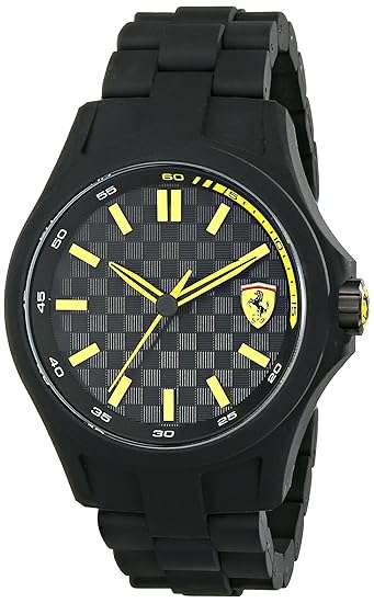 *R3950* Ferrari Men's 0830156 Pit Crew Black Watch with Link Bracelet