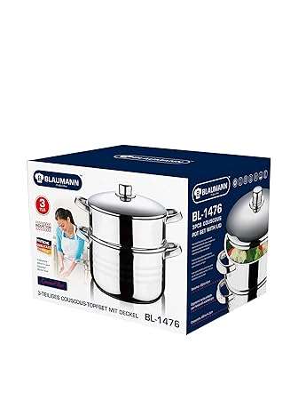 Blaumann (Hungary) 3pcs Couscous Pot Set, Gourmet Line Steamer Stainless Steel