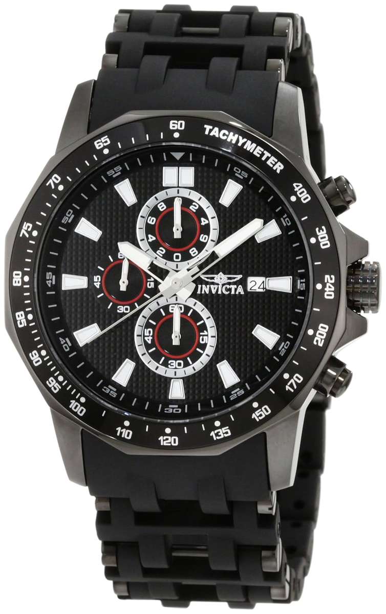 **R8000**Invicta Men's 1933 Sea Spider Chronograph Black Dial Black Polyurethane Watch