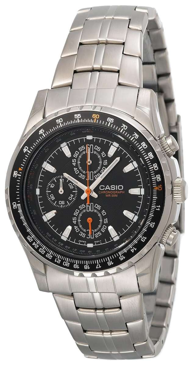 Casio Men's MTP4500D-1AV Slide Rule Bezel Analog Chronograph Aviator Watch