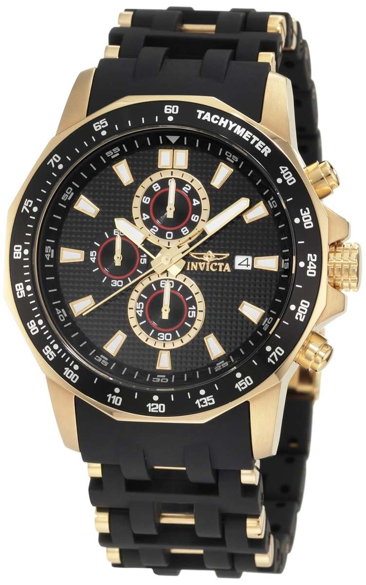 **R8000**Invicta Men's 1931 Sea Spider Chronograph Black Dial Black Polyurethane Watch
