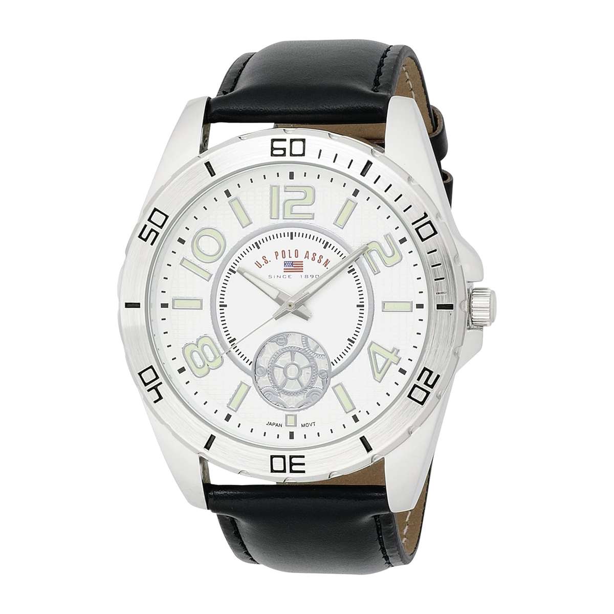 U.S. Polo Assn. Men's US5159 Silver Dial Black Strap Watch