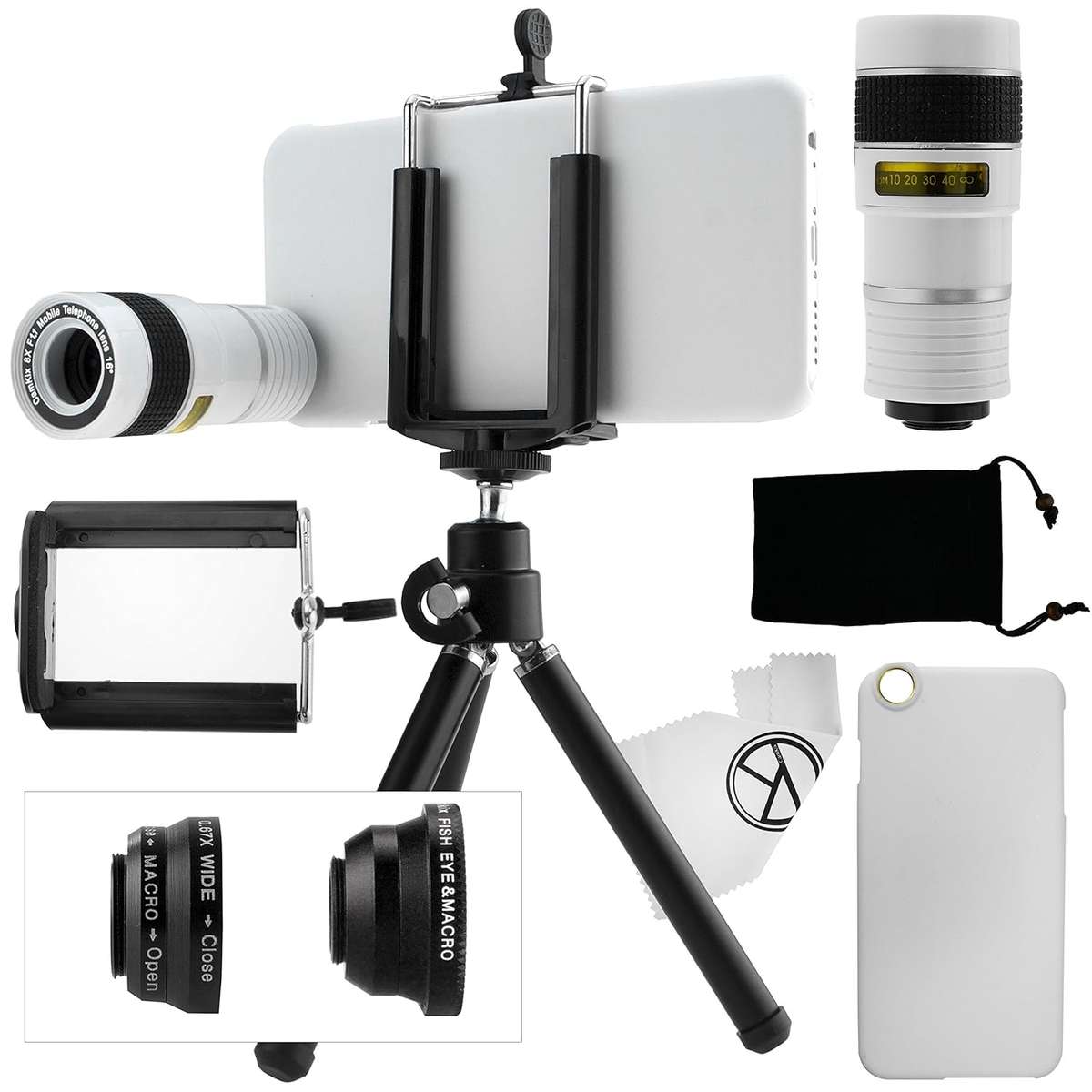 CamKix Camera Lens Kit for iPhone 6 / 6S - including 8x Telephoto Lens / Fisheye Lens / 2 in 1 Macro