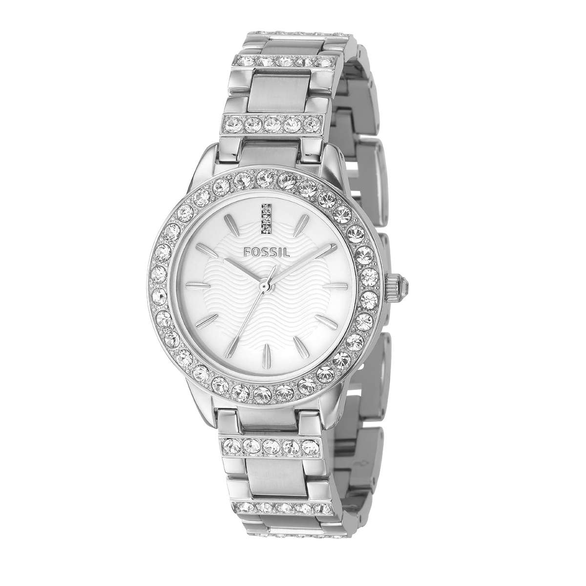 Fossil Women's ES2362 Stainless Steel Bracelet Silver Glitz Analog Dial Watch