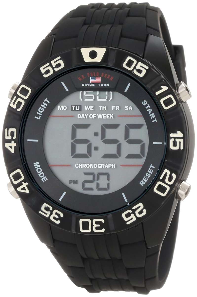 U.S. Polo Assn. Men's US9227 Black Silicone Digital Watch