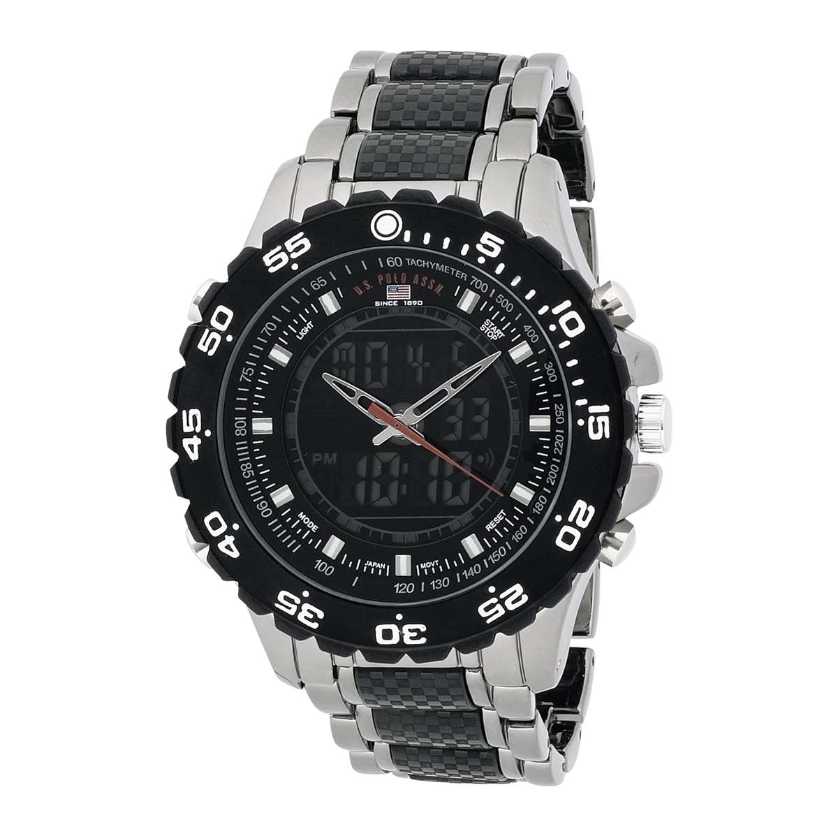 U.S. Polo Assn. Men's US8170 Analog-Digital Black Dial Gun Metal Bracelet Watch