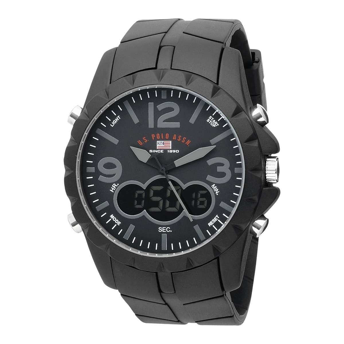 U.S. Polo Assn. Men's US9058 Analog-Digital Black Dial Black Rubber Strap Watch
