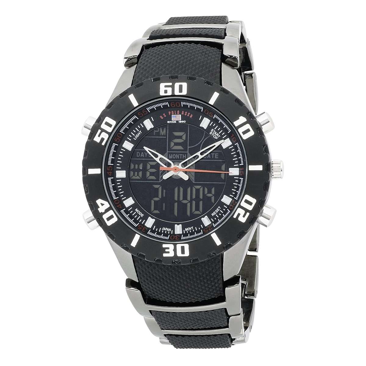U.S. Polo Assn. Men's US8163 Analog-Digital Black Dial Gun Metal Bracelet Watch