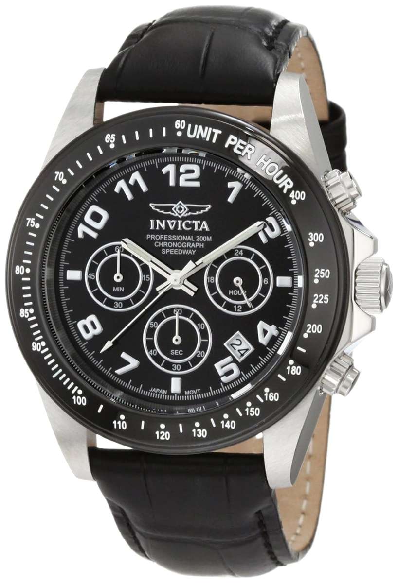 **R7900**Invicta Men's 10707 Speedway Chronograph Black Dial Black Leather Watch