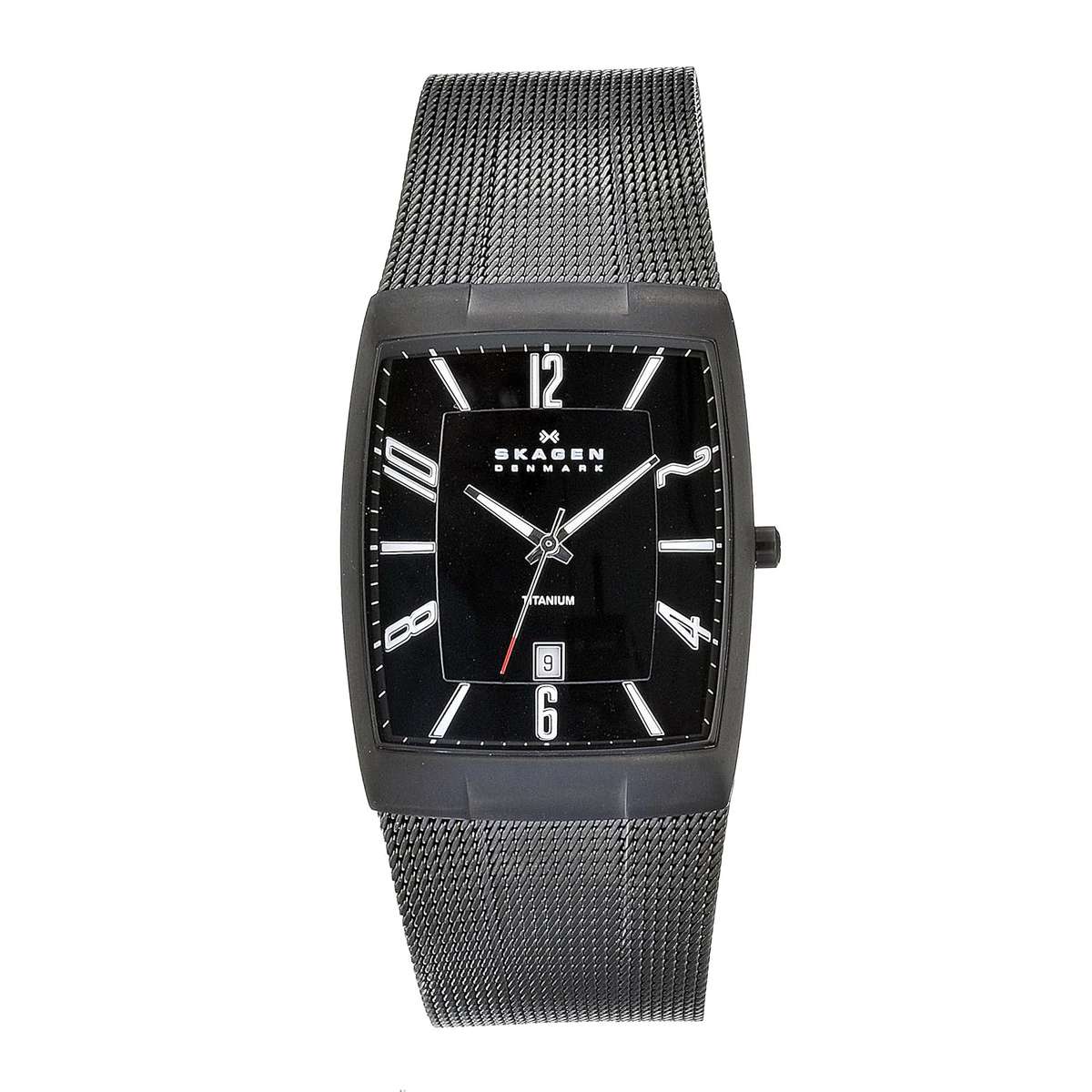 Skagen Men's 851LTBB Skagen Denmark Black Titanium Rectangle Watch