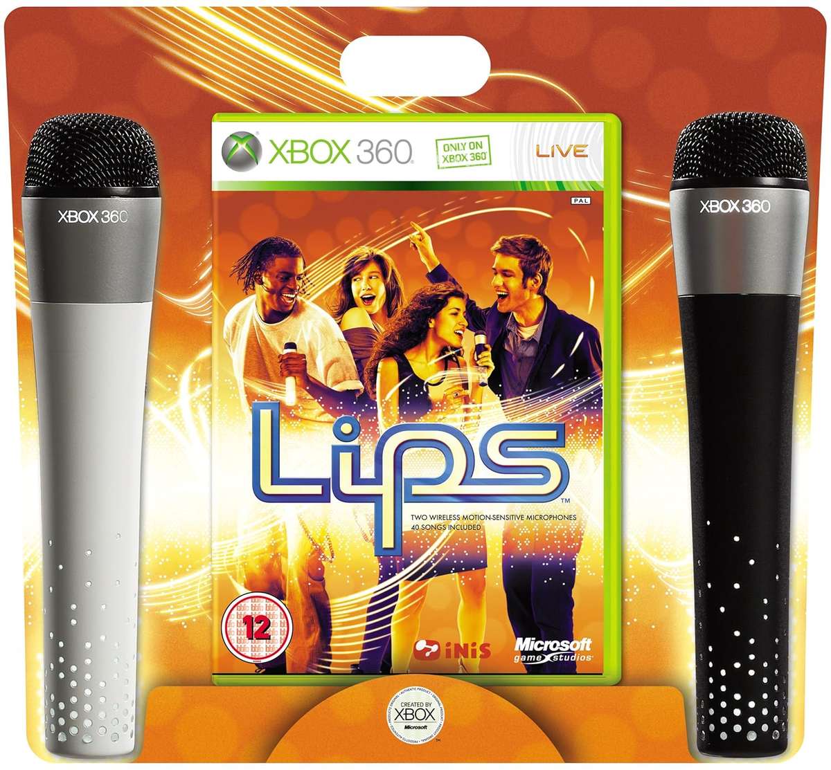 XBOX 360 LIPS GAME WITH WIRELESS MICROPHONES BUNDLE / AS NEW / ORIGINAL PRODUCT / BID TO WIN