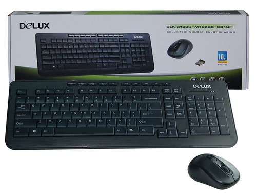 STOCK CLEARANCE # BRAND NEW # DELUX WIRELESS KEYBOARD + WIRELESS  MOUSE + RECEIVED + 1 YR WARRANTY +