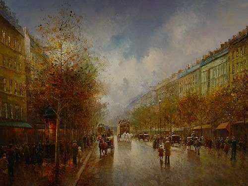 AN AUTUMN IN PARIS, OIL ON CANVAS, PAINTING SIGNED, ORIGINAL