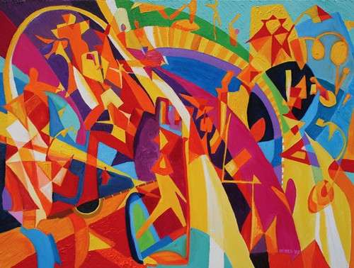 A BEAUTIFUL ABSTRACT PAINTING, OIL ON CANVAS, SIGNED BY THE ARTIST, ORIGINAL