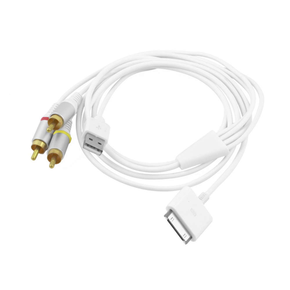 1.2m USB Charger for iPad for iPhone with Video AV Cable to TV RCA *Free Shipping