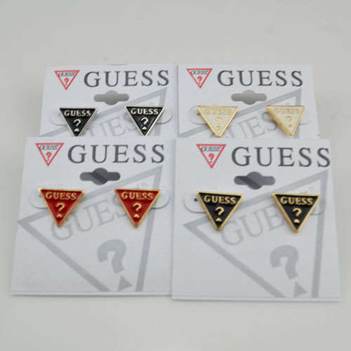 "GUESS" - Earrings *STUNNING* Triangle Stud "GUESS" Logo in SILVER/GOLD