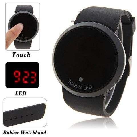 Unisex Waterproof Red LED Rubber Wrist Sport Watch