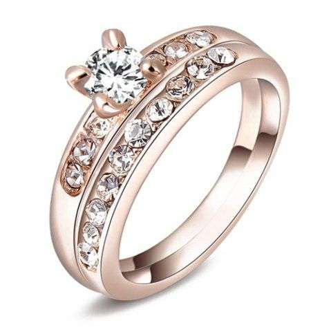 Pair of Rhinestone Wedding Jewelry Rings