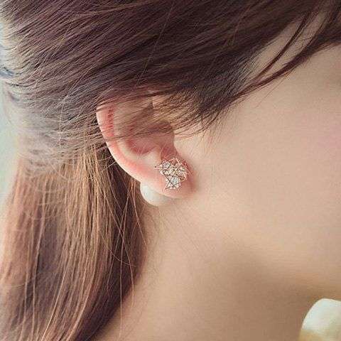 Faux Zircon Pentagram Double Ended Earrings