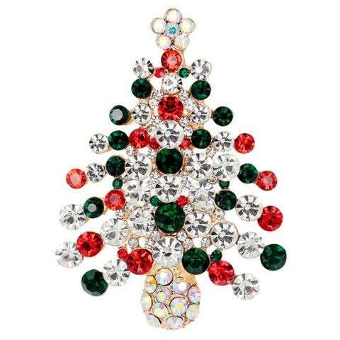 Rhinestone Christmas Tree Brooch